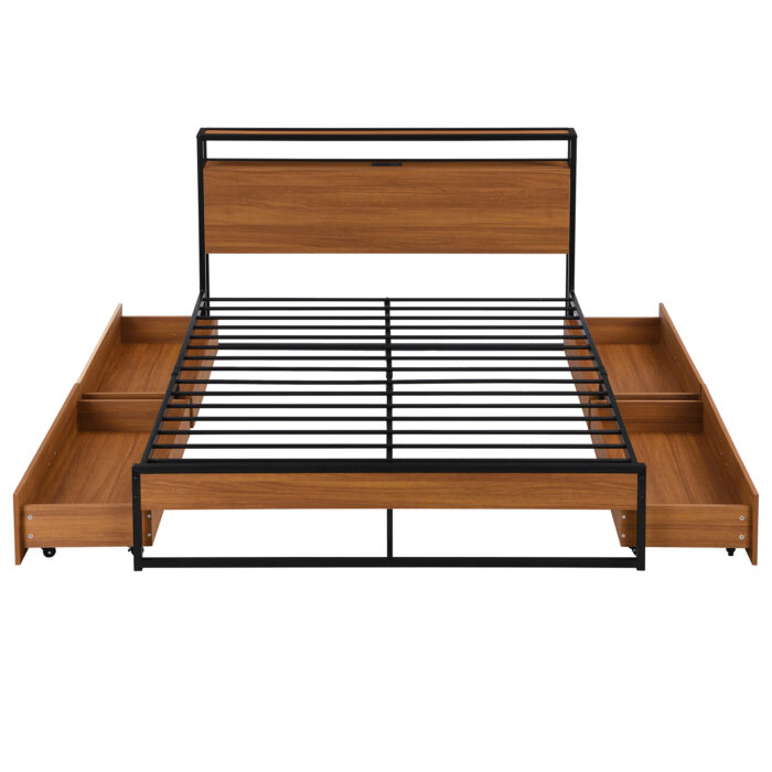 Cambridge USB Metal Platform Bed Frame with Storage | Artisanelm