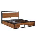 Cambridge USB Metal Platform Bed Frame with Storage | Artisanelm