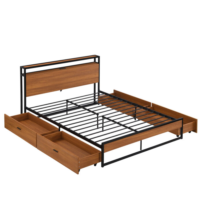 Cambridge USB Metal Platform Bed Frame with Storage | Artisanelm