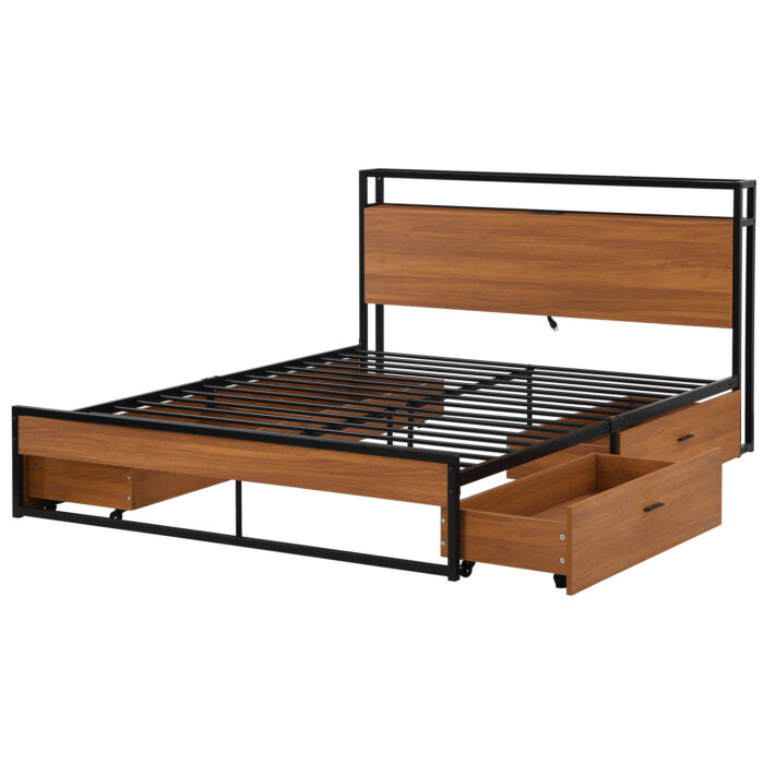 Cambridge USB Metal Platform Bed Frame with Storage | Artisanelm