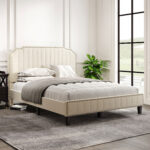 Vienna Upholstered Platform Bed | Beige | Artisanelm