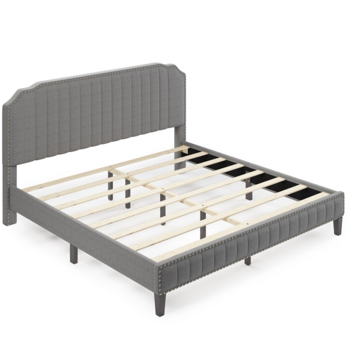 Vienna Upholstered Platform Bed | Gray | Artisanelm