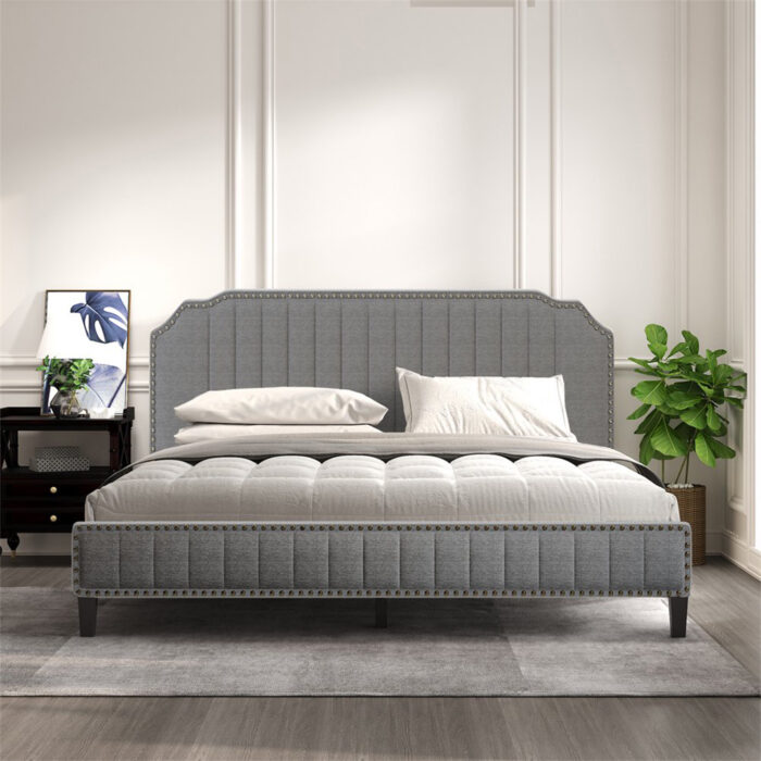 Vienna Upholstered Platform Bed | Gray | Artisanelm