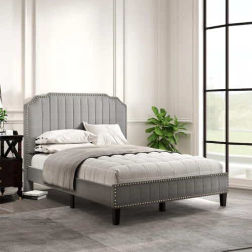 Vienna Upholstered Platform Bed | Gray | Artisanelm