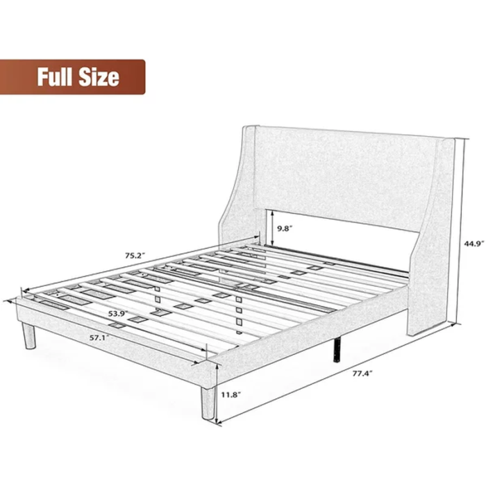 Avatar Wingback Upholstered Platform Bed