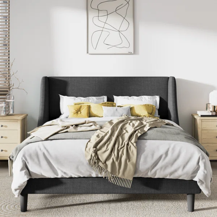 Avatar Wingback Upholstered Platform Bed