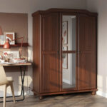 Nate Solid Wood Mirrored Wardrobe Armoire