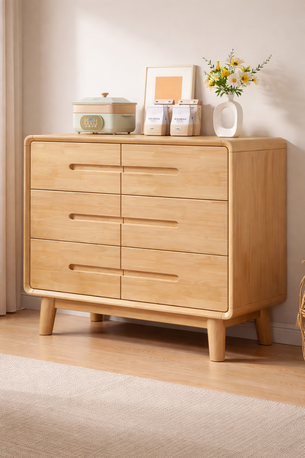 Artisan Elm – Natural Wood 6-Drawer Dresser