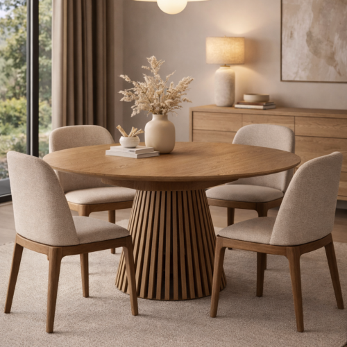 Artisan Elm – Aurelia Extendable Slatted Oak Dining Table